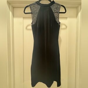French Connection Black Velvet Mini Dress